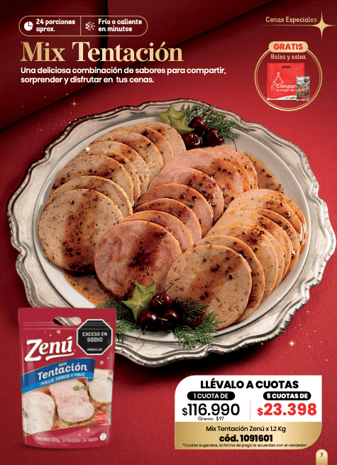 Mix Tentación Zenú — 24 Porciones aprox. Cerdo + Pollo + Pavo.