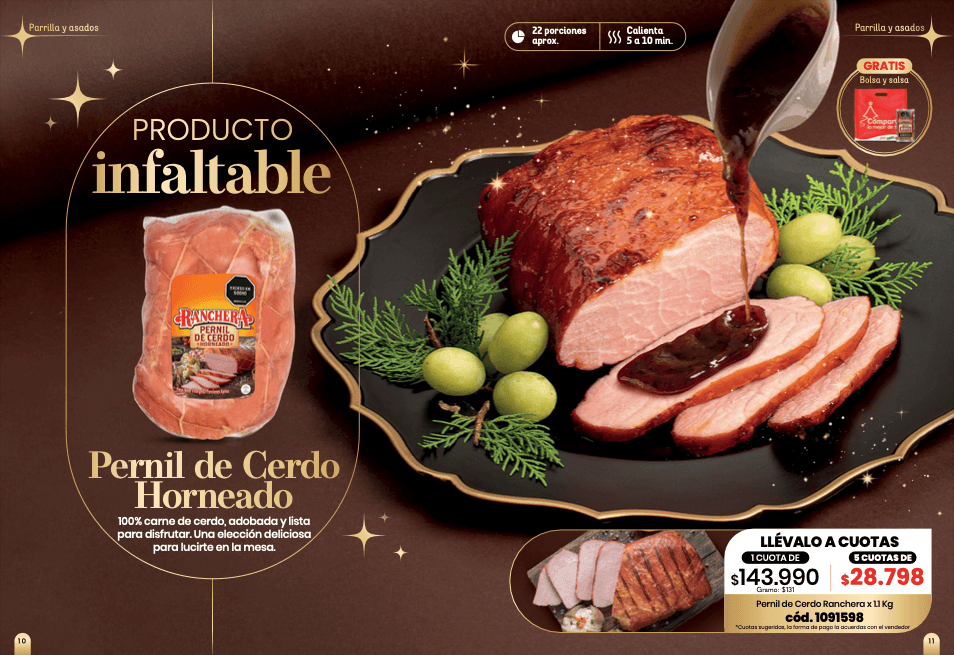 Pernil de Cerdo Horneado Ranchera — 1.1 Kg · 22 porciones aprox.