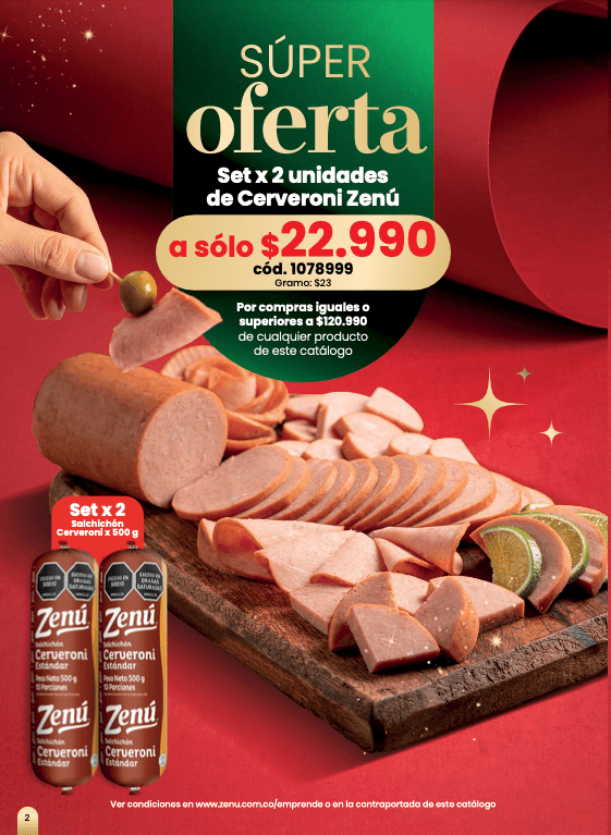 Set x2 Cerveroni Zenú — 2 unidades · Salchichón Cerveroni Estándar 500 g c/u